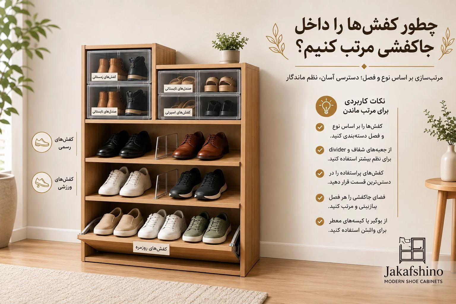 چطور کفش‌ها را داخل جاکفشی مرتب کنیم؟